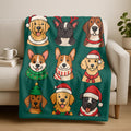 Christmas Santa Dogs Blanket, Gift for Dog Lover, Festive Dogs Christmas Velveteen Blanket, Soft Plush Throw for Dog Lovers, Home Decor