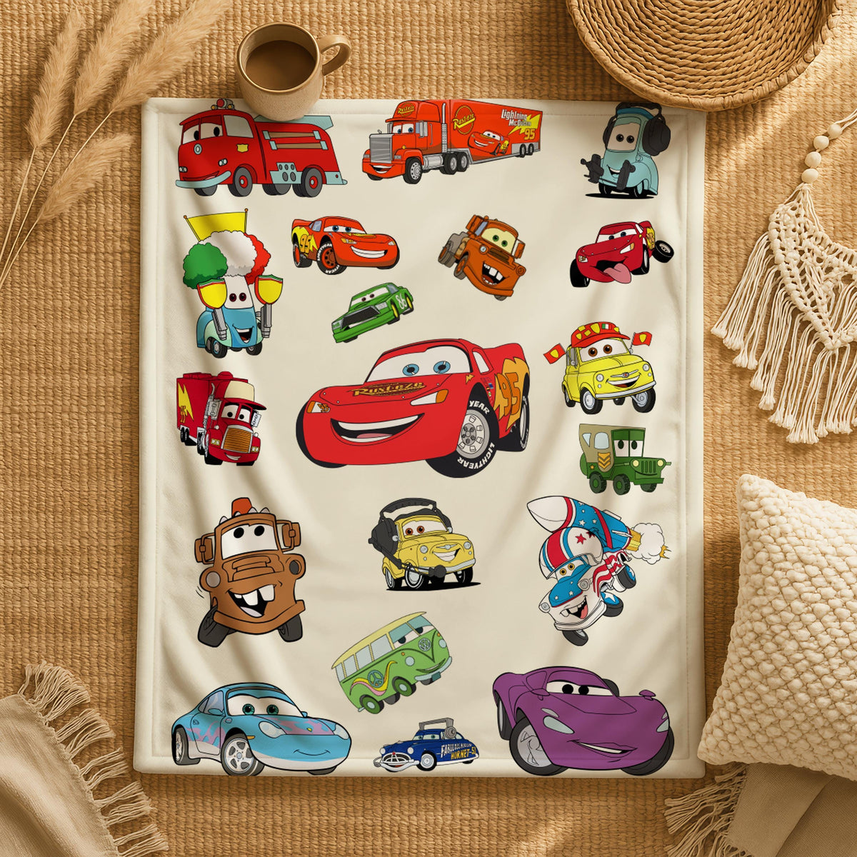 Lightning McQueen, Baby Shower Throw Blanket | Minky Fleece Sherpa, Cars Movie Nursery Decor - 30×40, 50×60, 60×80