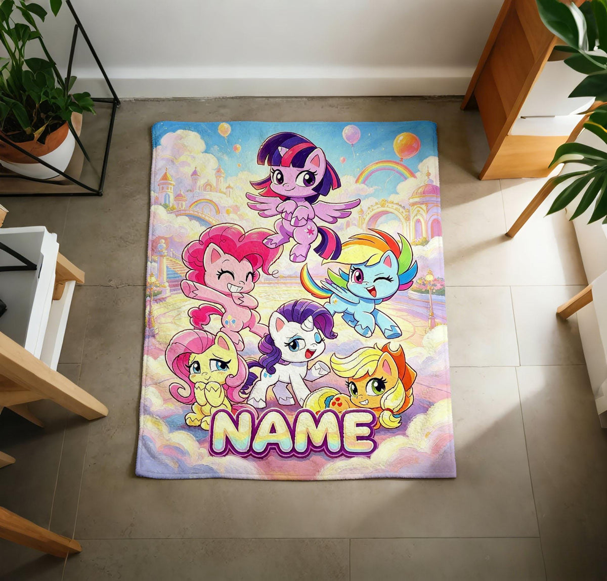 Cute My Little Pony Art Print Flannel Throw, Indoor Snuggle Blanket, Ideal Holiday Gift for Children
