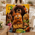 Personalized Cartoon Forest Animal Friends Soft Throw Blanket Kids Bedroom Decor Toddler Birthday Gift