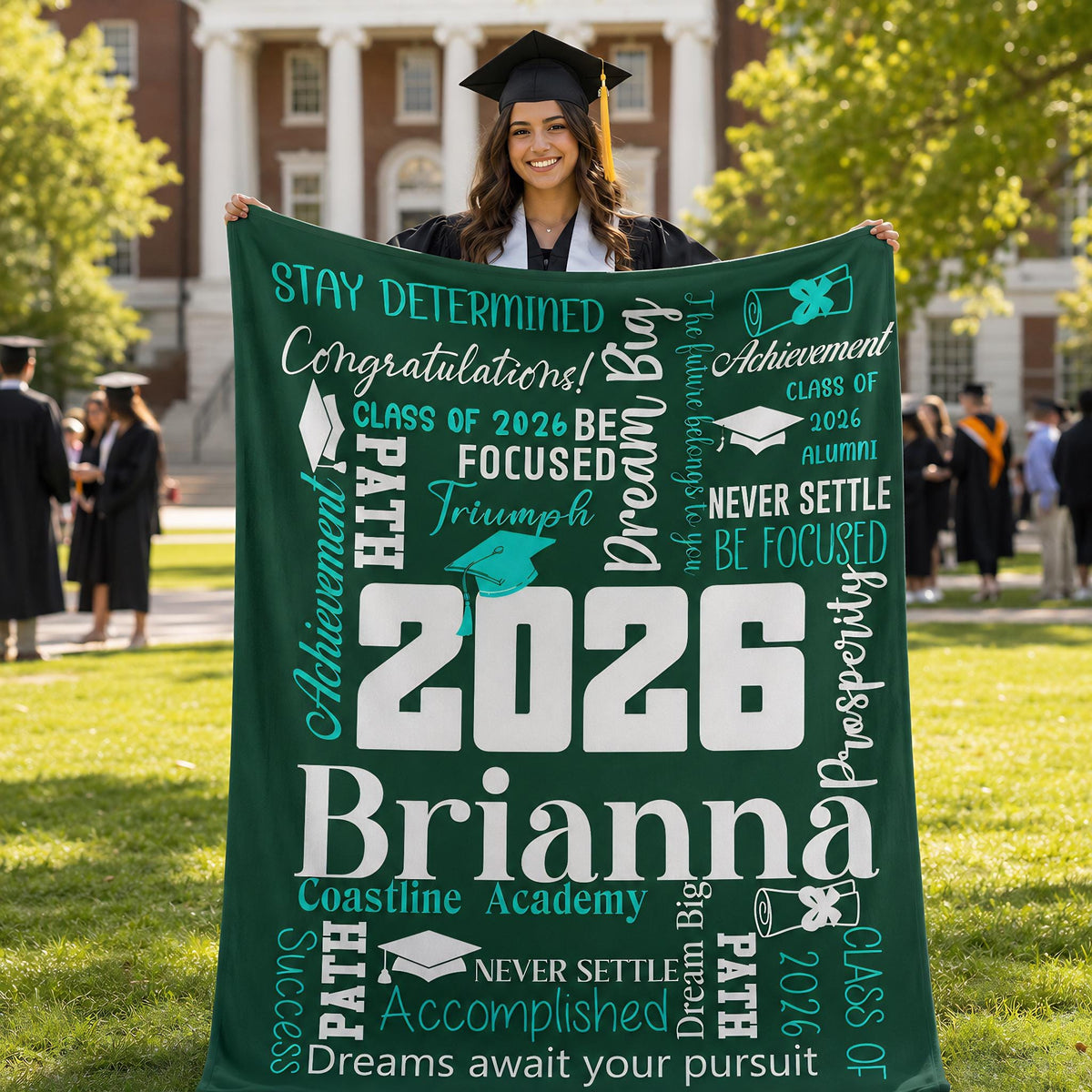 Personalized Graduation Blanket,Custom Senior Gift,Cozy Flannel Throw Blanket,High School Student Throw,College Graduates Present,Keepsake