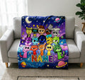 Personalized Sprunki Galaxy Blanket, Custom Name Space Characters Throw
