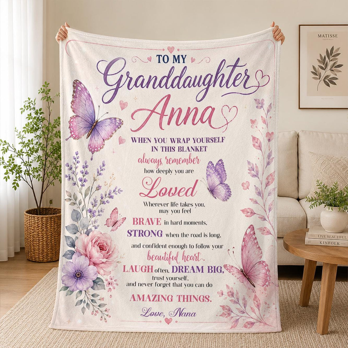 To My Granddaughter Blanket from Grandma, Birthday Gift for Granddaughter, Graduation Blanket, Christmas Gift, Inspirational Throw