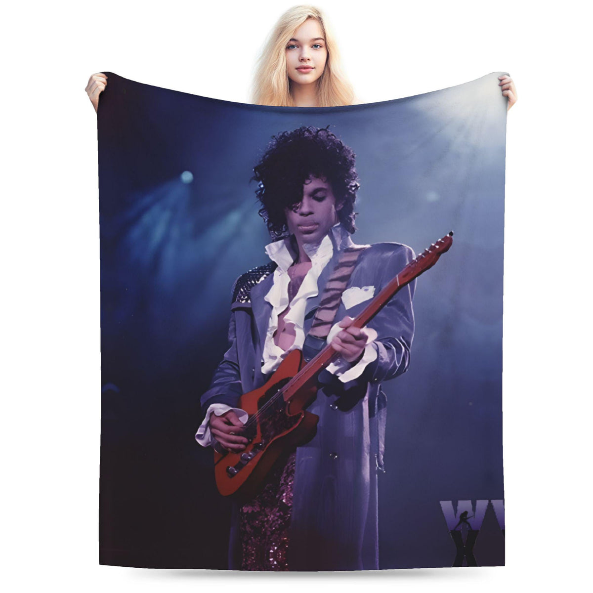 Purple Rock Music Inspired Flannel Blanket, Vintage Guitar Style Throw Blanket, Retro Music Lover Gift, Soft Cozy Home Decor