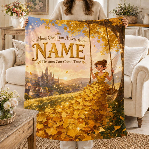 Autumn‑Fable Fans Custom Name Blanket Soft Throw, Whimsical Forest‑Character Print