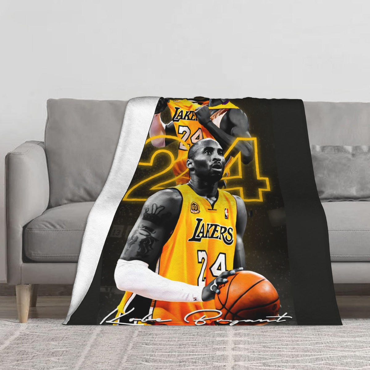 Basketball Legend Inspired Flannel Blanket, Vintage Sports Throw Blanket, Cozy Fleece Blanket Gift for Basketball Fans, Home Decor