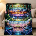 Custom Name Eevee Evolution Scenic Blanket Throw,Magical Forest Fleece Throw,Kid Pokemon Lover Decor Gift