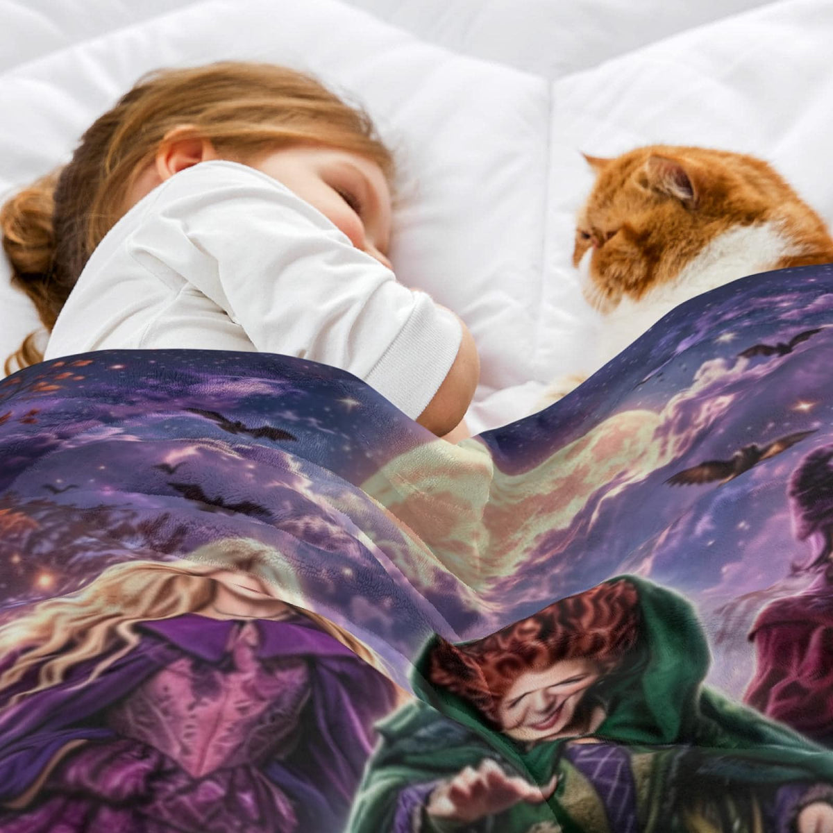 Personalized Witch Sisters Blanket, Custom Name Halloween Throw, Magical Witchcore Gift