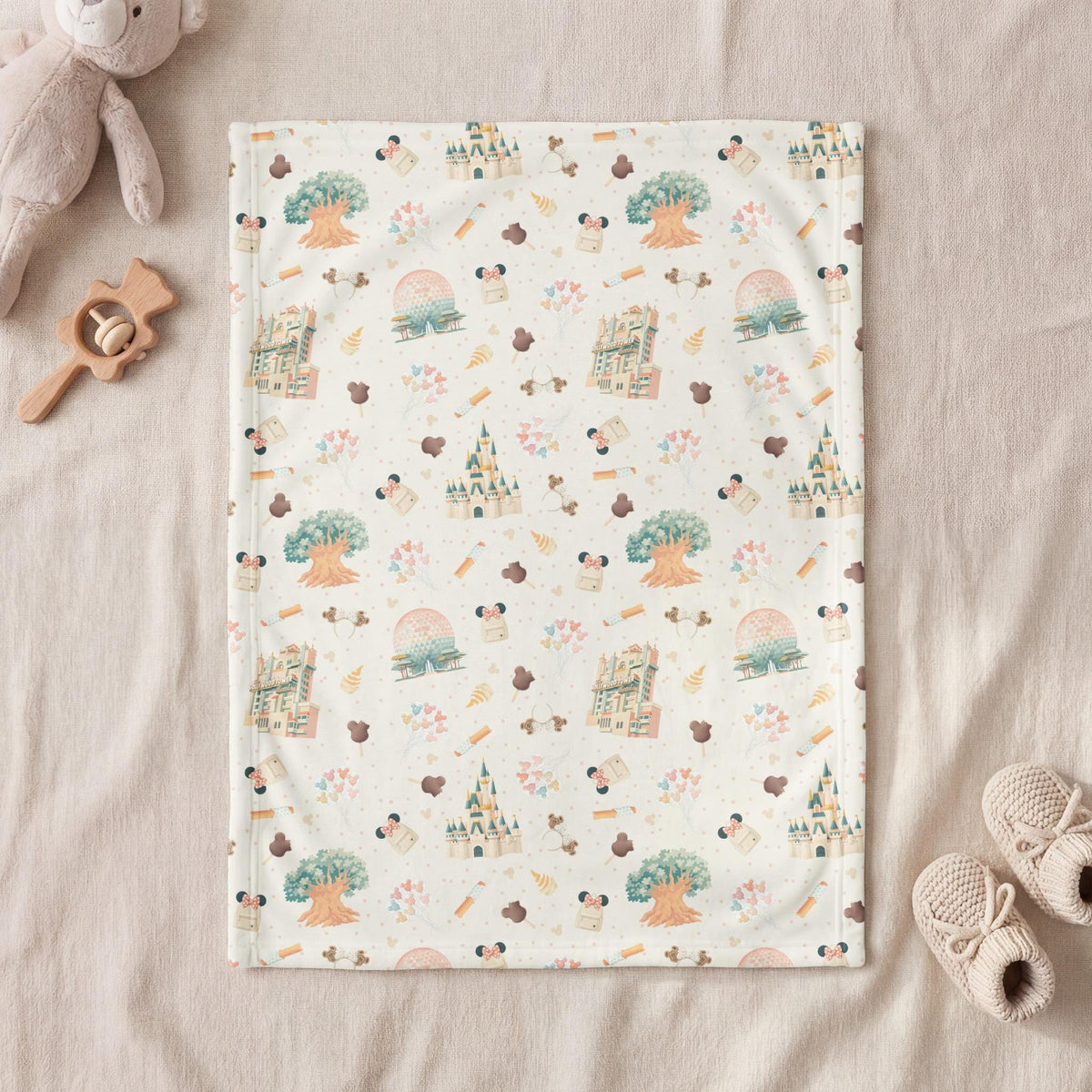 Disney Kids Blanket | Magic Kingdom Castle Baby Throw | Pastel Nursery Gift | Minnie Ears Toddler Snuggle | Fun Kids Room Decor