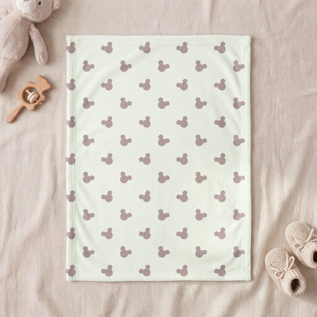 Minimalist Mickey Mouse Kids Blanket | Neutral Baby Shower Gift | Cozy Toddler Throw | Subtle Character Nursery Decor Aesthetic