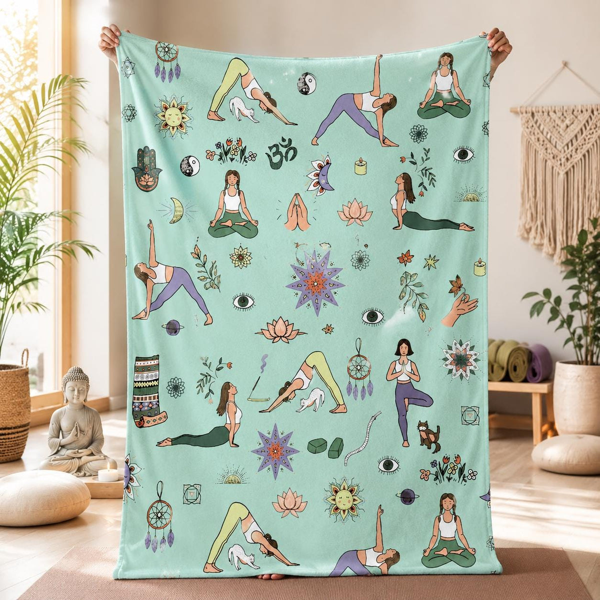 Personalized Yoga Blanket Soft Throw Custom Design Decor
