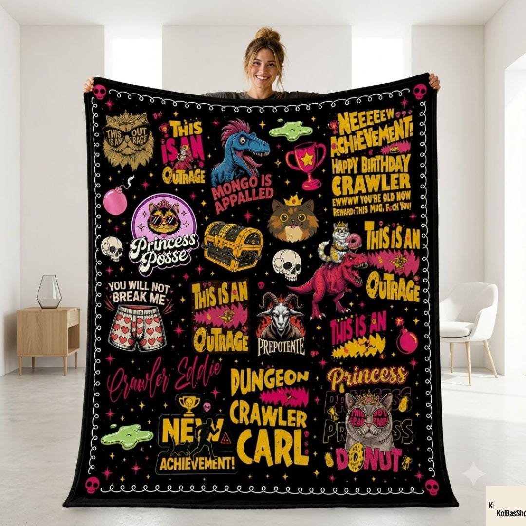 Personalized Dungeon Crawler Carl Blanket, New Achievement Throw Blanket, Geeky Reader Gift, New Achievement Gift, Cozy Gaming Decor