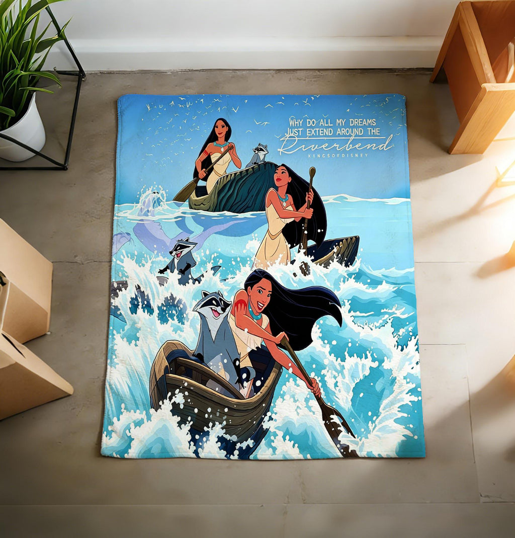 Pocahontas Princess Blanket, Disney Pocahontas Movie Blanket, Princess And Meeko Raccoon Blanket, Birthday Girl Gift Blanket
