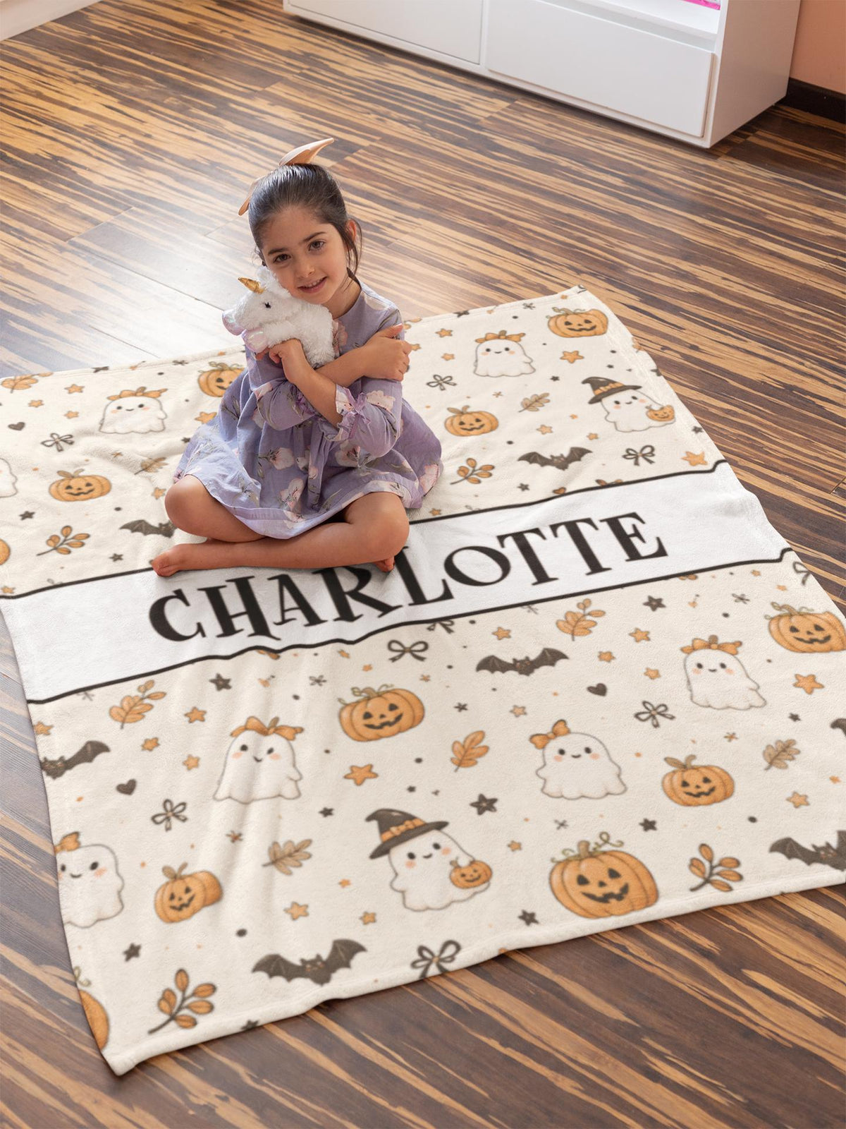 Personalized Halloween Blanket, Kids Halloween Blanket, personalized pumpkin baby blanket, Custom Halloween Blanket, Halloween Name Blanket