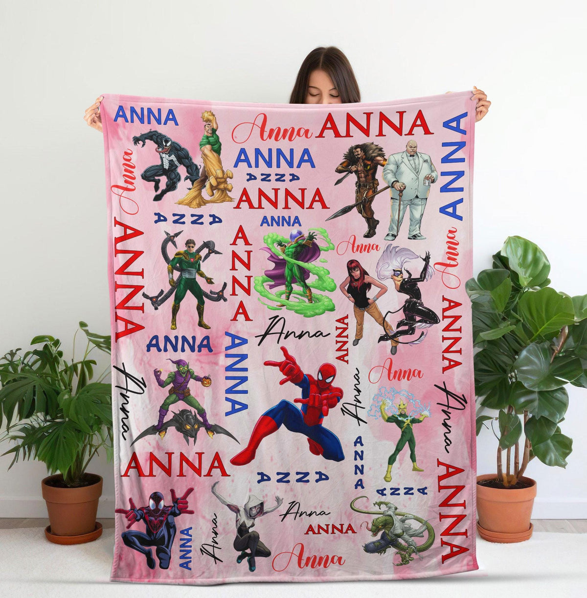 Personalized Spiderman Blanket, Custom Name Spider Hero Blanket, Mavel Avenger Blanket, Custom Superhero Design for Kids, Birthday Boys Gift