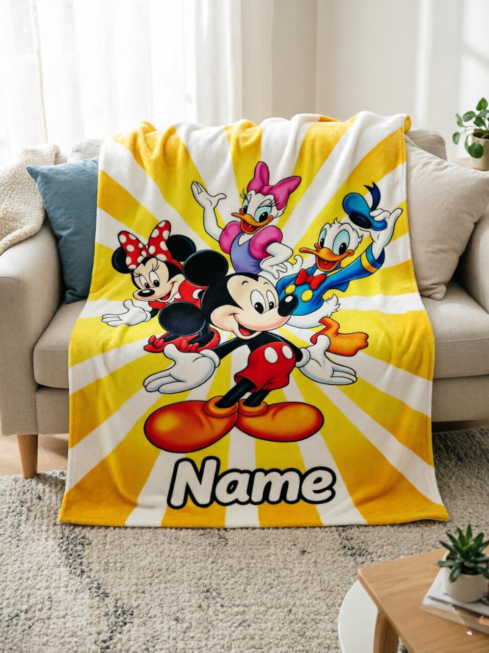 Personalized Disney Coquette Watercolor Blanket, Mickey and Friends Blanket, Magic Kingdom Blanket, Disney Birthday Girl, Disneyland Blanket