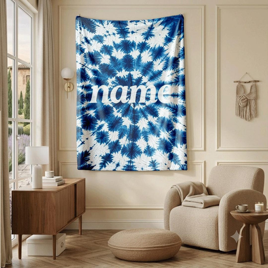 Spiral tie‑dye print Customized name single blanket dormitory blanket sofa blanket boho vibe gift‑ready all‑season blankets
