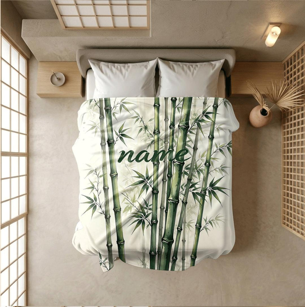 Ink bamboo print fresh‑vibe kids blanket car blanket dormitory blanket Customized name birthday gift lunch break blankets