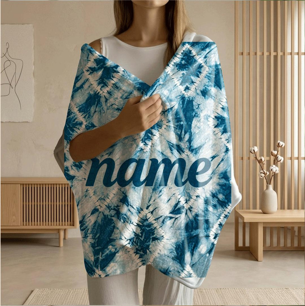 Tie‑dye geometric print boho‑style dormitory blanket pet blanket hotel blanket Customized name birthday gift Nap blankets