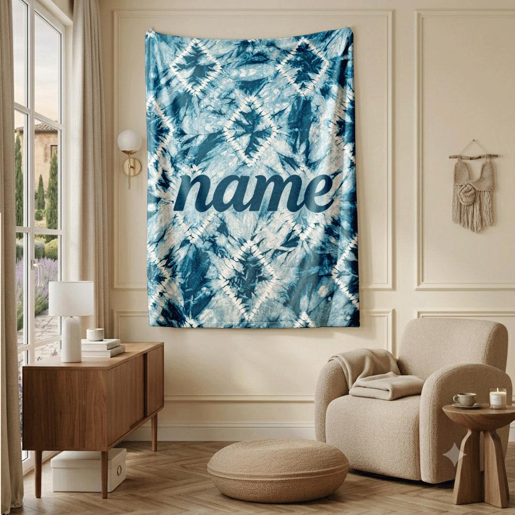 Tie‑dye geometric print boho‑style dormitory blanket pet blanket hotel blanket Customized name birthday gift Nap blankets