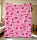 Personalized Pet Name Flannel Blanket,Custom Puppy Blanket,Paw Print Throw,Cat/Dog Name Blanket,Present For Dog Lovers,Pet Memorial Blanket