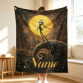 Personalized Gothic Skeleton Blanket, Custom Name Moonlit Halloween Throw, Spooky Holiday Gift