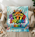 Custom Sprunki Blanket Soft Throw, Personalised Name Fleece, Birthday Gift For Young Game Players