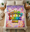 Custom Sprunki Blanket Soft Throw, Personalised Name Fleece, Gift For Young Game Fans