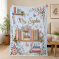 Book Lover Blanket, Personalized Reading Blanket, Floral Bookshelf Throw, Bookish Gift for Reader, Librarian Gift, Cozy Library Decor