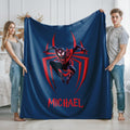 Personalized Spider Man Blanket With Name, Kids Birthday Gift Throw, Colorful Cartoon Bedding Decor