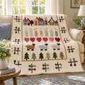 Primitive Folk Art Sheep Quilt Blanket, Rustic Farmhouse Country Decor