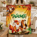 Personalized Tod Copper Blanket Soft Throw,Kids Custom Printed‑Name Nostalgic Cartoon Bedding.