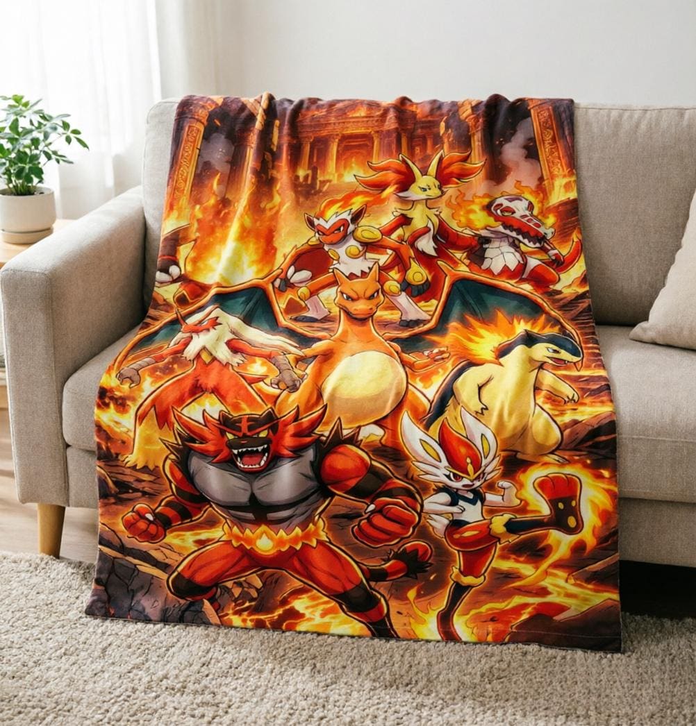 Pikachu Flannel Throw Blanket, Electric Monster Anime Decor, Soft Warm Gaming Gift