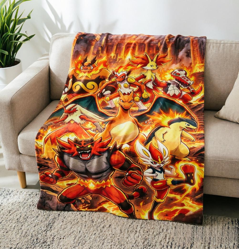 Pikachu Flannel Throw Blanket, Electric Monster Anime Decor, Soft Warm Gaming Gift