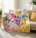 Personalized My Little Pony Fleece Blanket, Custom Name Pastel Nursery Decor