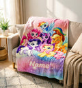 Personalized My Little Pony Fleece Blanket, Custom Name Pastel Nursery Decor