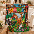 Toddler Personalized Bambi Blanket Soft Throw, Custom‑Printed‑Name Nostalgic Cartoon Throw