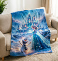 Frozen Elsa Ice Castle Collage Plush Throw Blanket, All-Season Warm Sofa Bedding