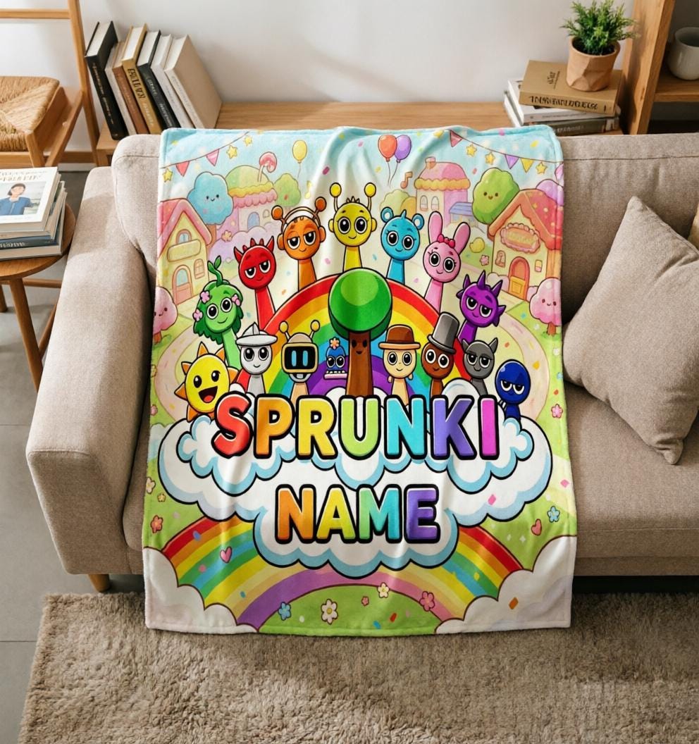 Personalised Space Blanket Soft Throw, Custom Name Fleece, Sweet Gift For Young Sprunki Fans