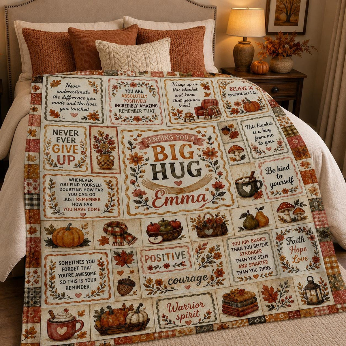 Personalized Anxiety Blanket, Mental Health Gift for Women, Self Care Gift, Emotional Support Blanket, Thinking of You Gift, Hug Blanket