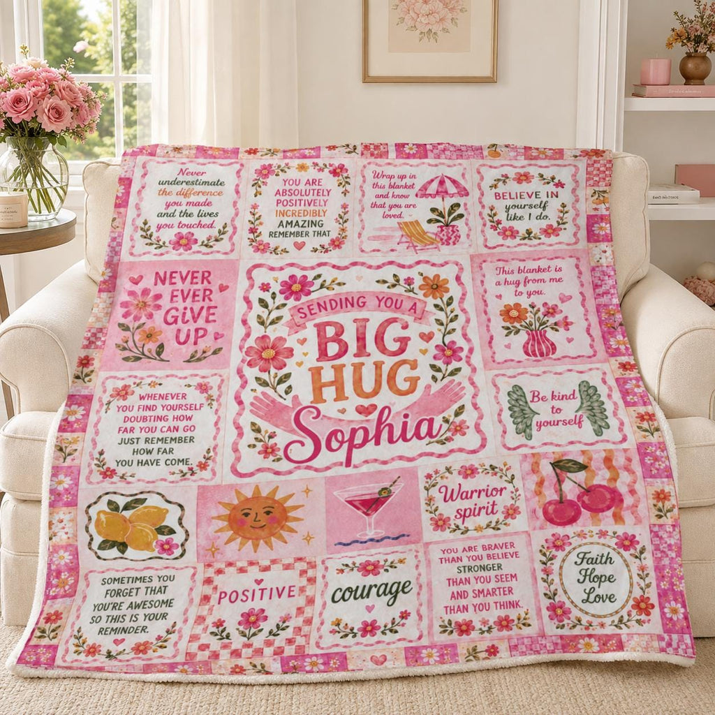 Personalized Inspirational Blanket, Thinking of You Gift, Comfort Blanket for Women, Get Well Soon Gift, Encouragement Gift, Hug Blanket