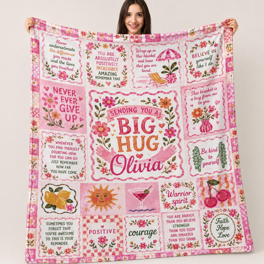 Personalized Inspirational Blanket, Thinking of You Gift, Comfort Blanket for Women, Get Well Soon Gift, Encouragement Gift, Hug Blanket