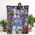 Personalized Disney Star Wars Blanket, Custom Name Star Wars Character Throw Blanket,Grogu Darth Vader Fleece Blanket,Birthday Gift Kids Fan