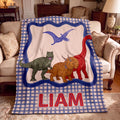 Personalized Dinosaur Blanket with Name, Custom Kids Dino Blanket, Flannel Baby Boy Dinosaur Gift, Toddler Nursery Decor, T-Rex Throw