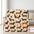 Spooky Dachshund Halloween Blanket, Sausage Dog Throw Blanket, Cute Wiener Dog Pattern Blanket, Dog Mom Gift, Cozy Couch Blanket