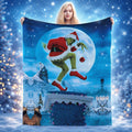 Green Christmas Character Flannel Blanket, Cozy Holiday Throw Blanket, Soft Winter Fleece Blanket, Cute Christmas Gift