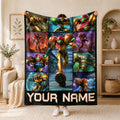 Personalized Space Hero Blanket, Retro Sci-Fi Gaming Fleece Throw