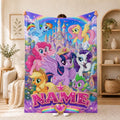 Personalized Rainbow Pony Blanket Soft Throw Custom Name Dreamy Sky Princess Theme Toddler Bedding.