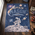 Custom Astronaut Blanket, Outer Space Theme Kids Throw, Personalized Galaxy Name Blanket for Boy, Space Nursery Decor, Toddler Birthday Gift