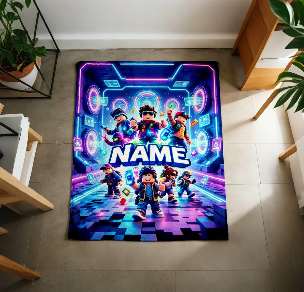 Neon Street Roblox Blanket Soft Throw, Personalised Gaming Throw, Thoughtful Gift For Game‑Loving Boy